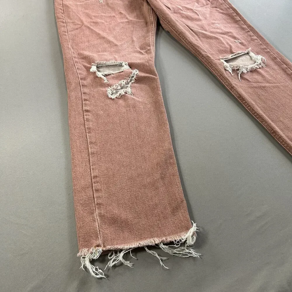 Pilcro Anthropologie Jeans Sz 31 The Vintage Straight Raw Hem High Rise Salmon - Picture 7 of 9
